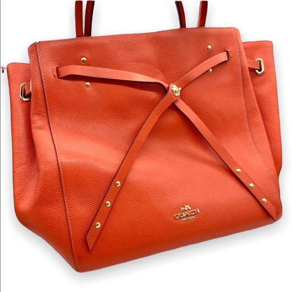 NWOT Coach Refined Pebbled Leather Turnlock Tie Tote - Picture 6 of 14